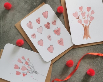 Watercolor card love/heart/love/Valentine's Day/congratulations/wedding, Mother's Day