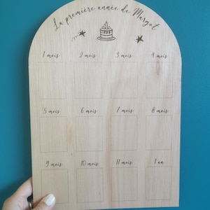 Birth gift, baby shower, souvenir panel, milestone cards, baby photos month by month.