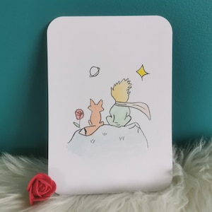carte aquarelle petit prince, handmade little prince card
