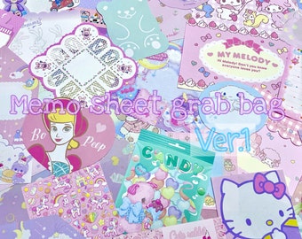 Ver.1 *Surprise Random 30 Sheets Large, Medium and Small Memo Sheets Grab Bag - Kawaii, Stationery Set, Vintage, Kamio, Q-ria, San-X