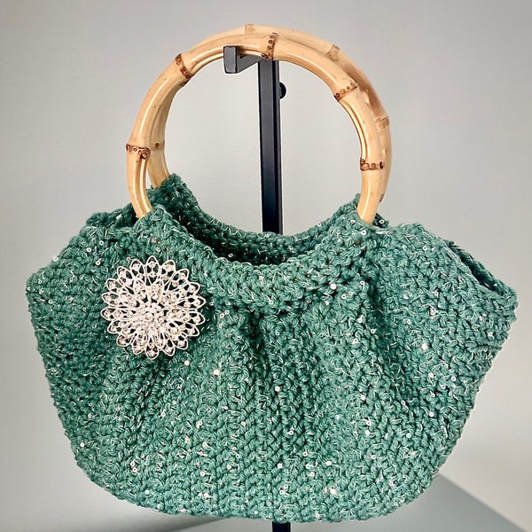Crochet Fat Bottom Bag- Hosta Sparkle/ Ready to Ship