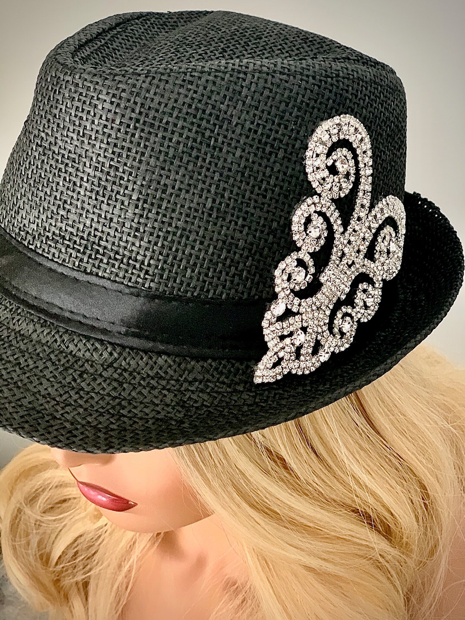 Black Fedora Bling Hat ***Ready to Ship***