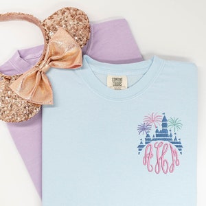 Castle Monogram embroidered Tshirt, Disney Castle Monogram embroidered shirt, Monogram t-shirt, Disney Castle tshirt, Women's Disney shirt