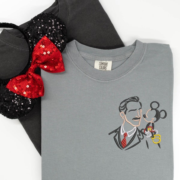 Walt and Mickey embroidered Tshirt, Partners shirt, Walt and Mickey t-shirt, Mouse Shirt, Mickey tshirt, Disney tshirt, Women's Disney shirt