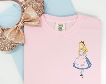 Alice embroidered Tshirt, Alice embroidered shirt, Alice t-shirt, Disney Princess Shirt, Disney tshirt, Women's Disney shirt