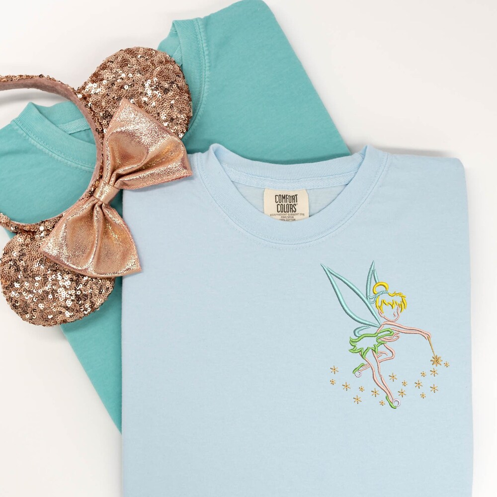 Tinkerbell Embroidered Tshirt, Neverland Fairy Embroidered Shirt, Peter Pan Shirt, Disney Shirt, Disney Tshirt, Disney Tanktop