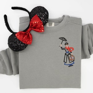 Mary Poppins Embroidered Crewneck Crew, Disney embroidered sweatshirt, Disney Mary Poppins sweatshirt, Women's Disney Crewneck Crew