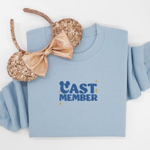 Disney Cast Member embroidered Tshirt, Disney World embroidered sweatshirt, Disney Crewneck, Disneyland Shirt, Women's Disney shirt