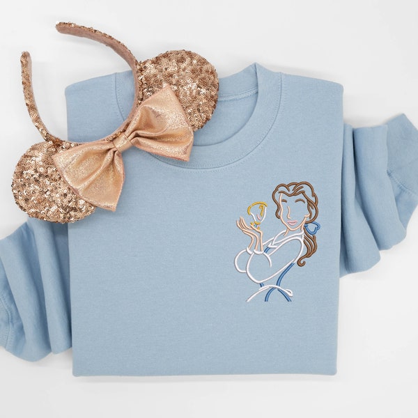 Beauty and the Beast embroidered Crewneck Crew, Disney embroidered sweatshirt, Belle crewneck, Disney Princess sweatshirt, Disney Crew