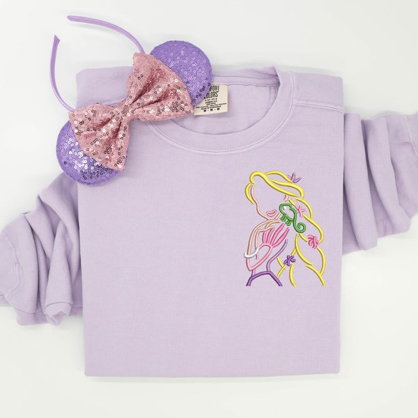 Rapunzel embroidered Crewneck Crew, Tangled embroidered sweatshirt, Rapunzel crewneck, Disney Princess Sweatshirt, Disney Crew crewneck