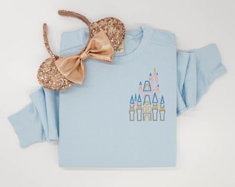 Disney Castle embroidered Tshirt, Cinderella Castle embroidered sweatshirt, Disney Princess Shirt, Disney World t-shirt, Disney Tanktop