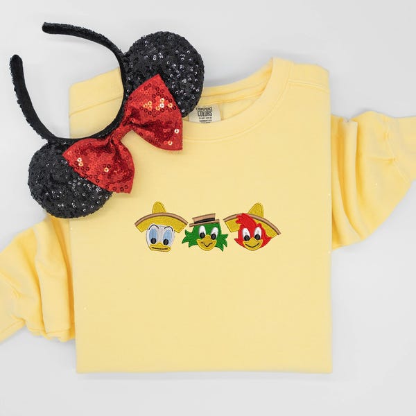 Disney The Three Caballeros Embroidered Shirt – EPCOT-Inspired Sweatshirt or T-Shirt, Three Caballeros Tank Top, Disney EPCOT Crewneck