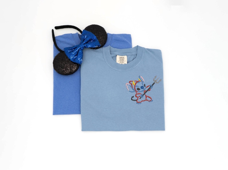 Devil Stitch embroidered Tshirt, Disney Halloween Quarterzip, Halloween Sweatshirt, Disney Crewneck, Halloween Hoodie, Disney Tanktop imagem 1
