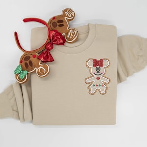 Minnie Gingerbread embroidered Crewneck, Minnie embroidered sweatshirt, Minnie Christmas Hoodie, Disney tshirt, Women&#39;s Christmas crewneck