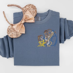 Beauty and the Beast embroidered Crewneck, Disney Princess embroidered sweatshirt, Belle Shirt, Beast t-shirt, Disney Princess Tank Top