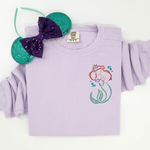 Ariel embroidered Crewneck, The Little Mermaid embroidered sweatshirt, Ariel t-shirt, Disney Princess sweatshirt, Disney Ariel Tank Top