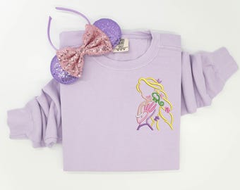 Rapunzel embroidered Crewneck, Tangled embroidered sweatshirt, Rapunzel shirt, Rapunzel Sweatshirt, Pascal shirt, Disney Princess t-shirt