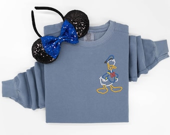 Donald Duck Embroidered Crewneck Sweatshirt, Donald Duck Shirt, Donald Duck Sweater, Disney Sweatshirt, Fab 5 Shirt, Disney Crewneck