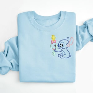 Stitch embroidered Crewneck, Lilo and Stitch embroidered sweatshirt, Disney crewneck, Stitch & Scrump pull over, Disney pull over crewneck