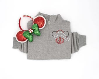 Santa Mickey Monogram Embroidered Christmas Sweatshirt