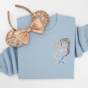 Beauty and the Beast embroidered Crewneck Crew, Disney embroidered sweatshirt, Belle crewneck, Disney Princess sweatshirt, Disney Crew