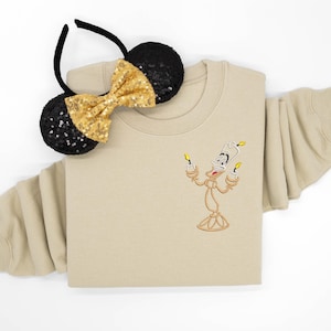 Lumiere embroidered Crewneck, Disney embroidered sweatshirt, Beauty & the Beast Shirt, Disney Sweatshirt, Disney tshirt, Disney Hoodie