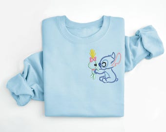 Stitch embroidered Crewneck, Lilo and Stitch embroidered sweatshirt, Disney crewneck, Stitch & Scrump pull over, Disney pull over crewneck