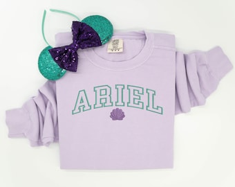 Ariel embroidered Crewneck Crew, Disney embroidered sweatshirt, Little Mermaid crewneck, Princess sweatshirt, Disney Tanktop