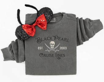 Disney Pirates of the Caribbean Black Pearl embroidered Sweatshirt, Pirates embroidered shirt, Black Pearl shirt, Disney Tanktop