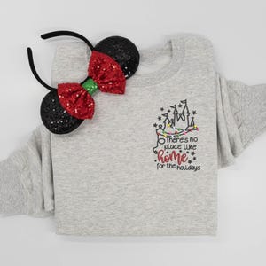 Home for the Holidays embroidered Crewneck, Disney embroidered tshirt, Disney Christmas sweatshirt, Women&#39;s Christmas crewneck