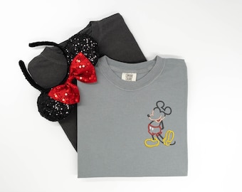 Mickey Embroidered Crewneck Sweatshirt, Mickey Sweater, Mickey Shirt, Mickey Crewneck, Disney Mickey Shirt, Fab 5 Shirt