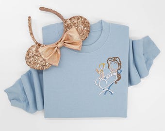 Beauty and the Beast embroidered Crewneck Crew, Disney embroidered sweatshirt, Belle crewneck, Disney Princess sweatshirt, Disney Crew