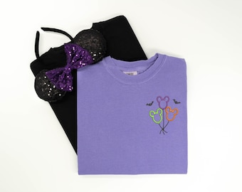 Mickey Balloon Embroidered Halloween T-Shirt - Comfort Colors