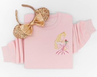 Aurora embroidered Crewneck, Sleeping Beauty sweatshirt, Sleeping Beauty t-shirt, Disney Princess Sweatshirt, Disney shirt, Disney Tank Top
