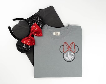 Minnie Monogram embroidered Tshirt, Disney Minnie embroidered shirt, Minnie Mouse t-shirt, Monogram Shirt, Disney Tanktop