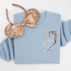 Beauty and the Beast embroidered Crewneck Crew, Disney embroidered sweatshirt, Belle crewneck, Disney Princess sweatshirt, Disney Crew