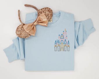 Disney Castle embroidered Tshirt, Cinderella Castle embroidered sweatshirt, Disney Princess Shirt, Disney World t-shirt, Disney Tanktop
