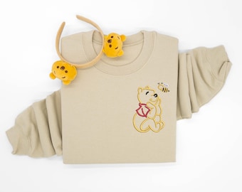 Winnie the Pooh Bee embroidered Crewneck, Winnie the Pooh sweatshirt, Winnie the Pooh shirt, Disney t-shirt, Disney Tank Top