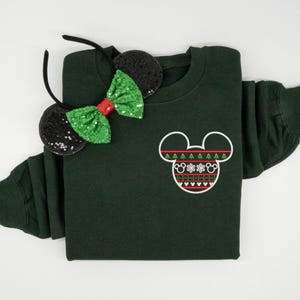 Mickey Christmas Sweater embroidered Crewneck, Disney Christmas embroidered tshirt, Disney Mickey sweatshirt, Women's Christmas crewneck