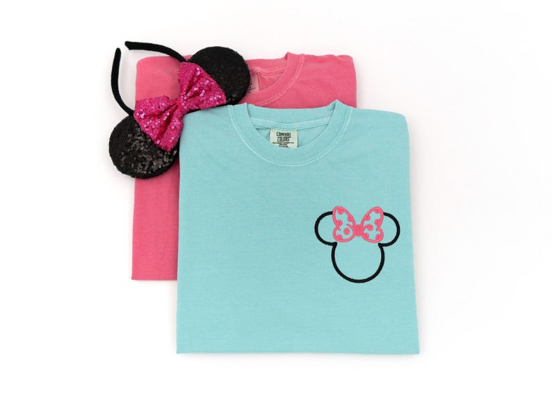 Minnie Mouse Embroidered T-Shirt: Polka Dot Bow, Comfort Colors image 1