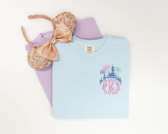 Castle Monogram embroidered Tshirt, Disney Castle Monogram embroidered shirt, Monogram t-shirt, Disney Castle tshirt, Disney Tanktop