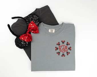 Minnie Mouse Monogram Embroidered Comfort Colors T-Shirt