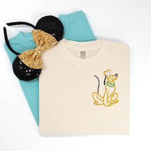 Pluto Embroidered TShirt, Disney embroidered sweatshirt, Disney Dog Mom Sweatshirt, Disney Crew, Disney Crewneck