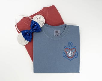 Disney Cruise Monogram embroidered Tshirt, Anchor Monogram embroidered shirt, Monogram t-shirt, Disney Cruise tshirt, Disney Tanktop