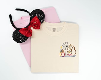 Lady and the Tramp Embroidered Crewneck, Disney Sweatshirt T-Shirt
