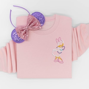 Daisy Embroidered Crewneck, Disney embroidered tshirt, Daisy Duck Sweatshirt, Disney Sweatshirt, Disney Crew, Disney Crewneck