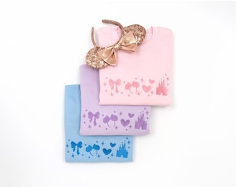 Disney Coquette embroidered tshirt, Disneyland Coquette bow sweatshirt, Disney Princess crewneck sweatshirt, Disney Coquette Tank Top