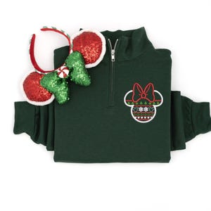 Minnie Christmas Sweater embroidered Crewneck, Disney Christmas embroidered tshirt, Disney Minnie sweatshirt, Women&#39;s Christmas crewneck