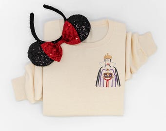 Snow White embroidered Crewneck, Evil Queen embroidered sweatshirt, 7 Dwarves crewneck, Disney Sweatshirt, Disney Crew, Disney Crewneck