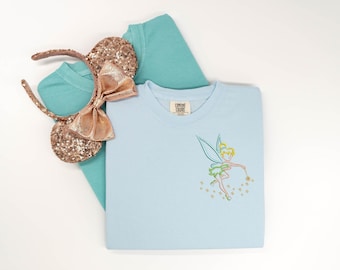 Tinkerbell embroidered Tshirt, Neverland Fairy embroidered shirt, Peter Pan shirt, Disney Shirt, Disney tshirt, Disney Tanktop
